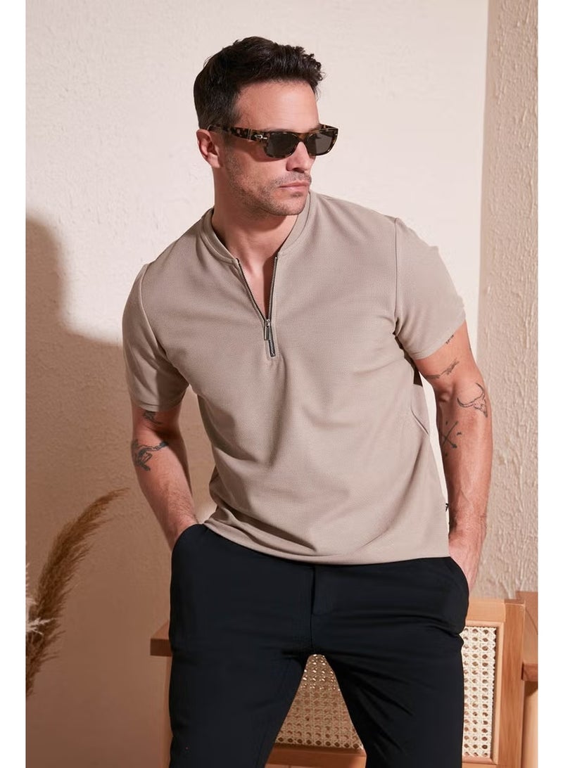 Buratti Cotton Regular Fit Half Zipper T Shirt Men's T Shirt 5902653 - Image 1